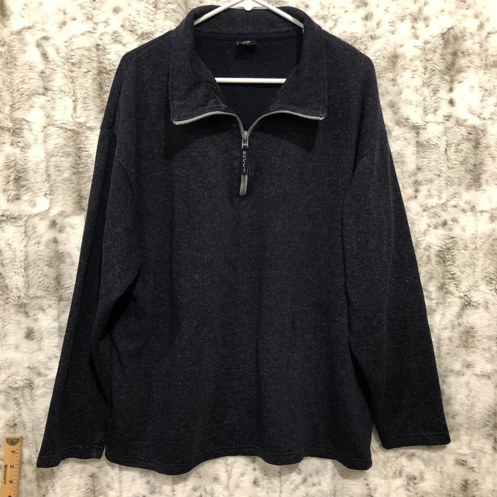 CLAUDIO NUCCI Blue Long Sleeve 1/4 Zip Soft Fleece Pullover XL